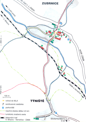 Naučná stezka Zubrnického skanzenu - mapa